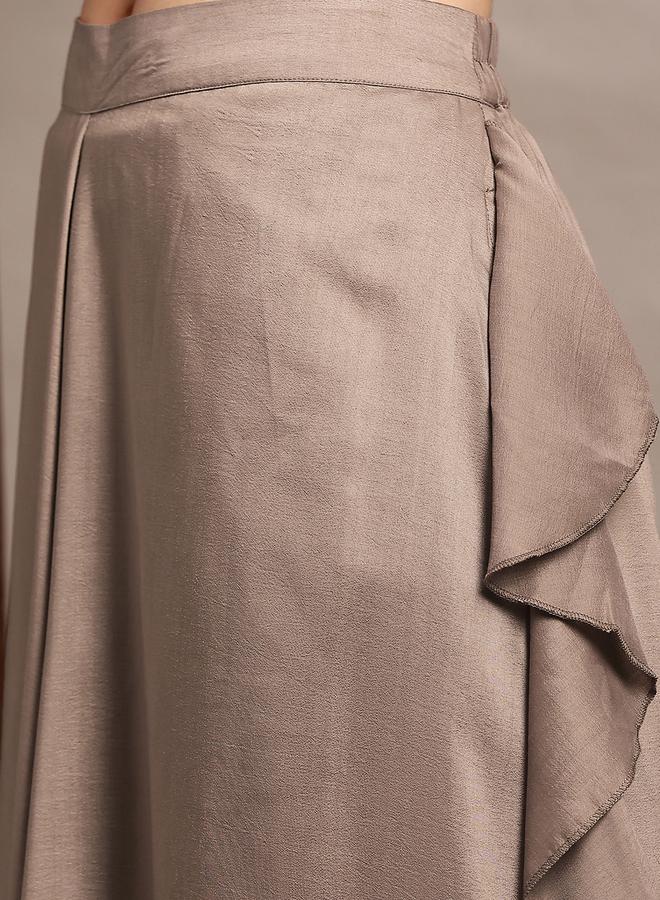 جلو باص بنطال بالازو واسع بتفاصيل مكشكشة للنساء - Image 5